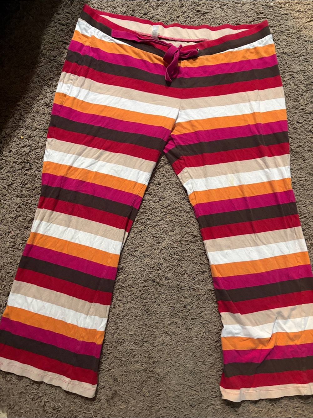 Old Navy Striped Pajama Pants in Pink, Orange, Brown & White